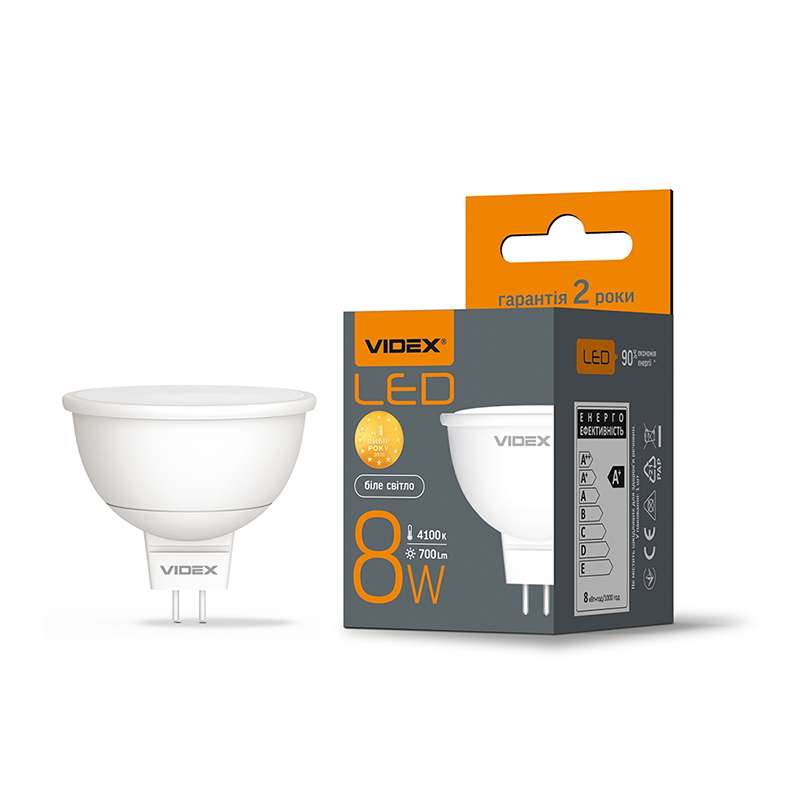 Лампа світлодіодна Videx (4820246480604) MR16, 8Вт, GU5.3, 4100К